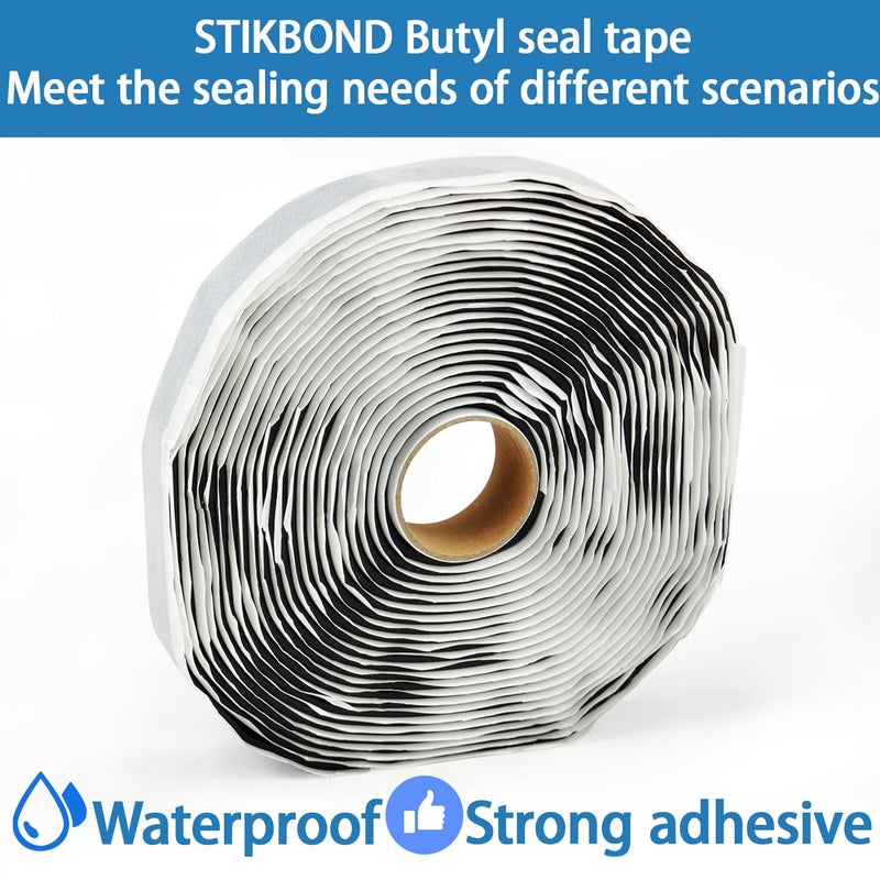 STIKBOND 1-Pack Grey Butyl Putty Tape 1/8-Inch x 3/4-Inch x 30-Foot for RV Repair,Boat Sealing ,EDPM Rubber Roof Patching ,Window Repair, Vent Sealing and Home Repair - Image 3